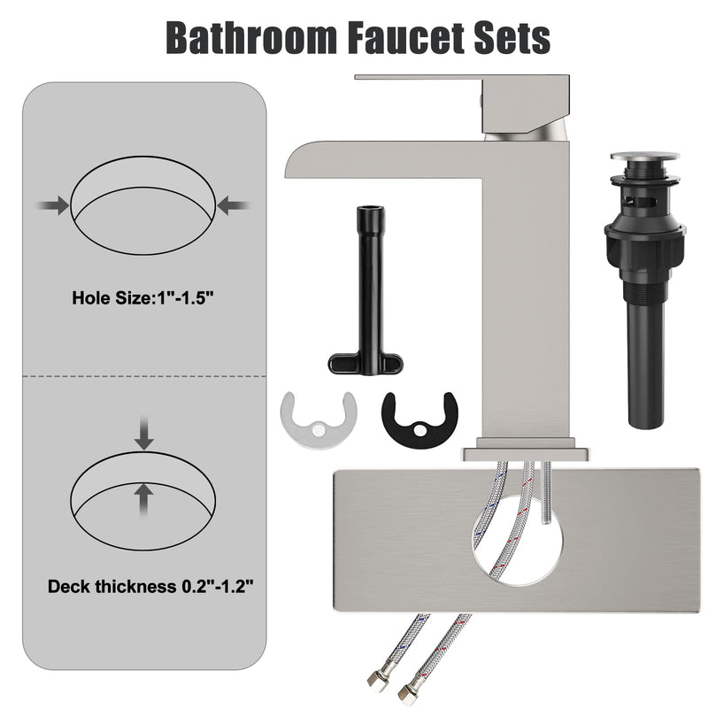 GARVEE Brushed Nickel Bathroom Sink Faucet for 1 or 3 Holes Modern Single Handle Bathroom Faucet