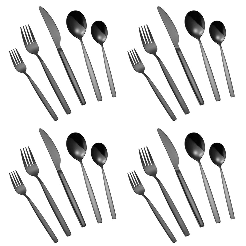 CIBEAT 20 Piece Stainless Steel Kitchen Flatware Set - Black