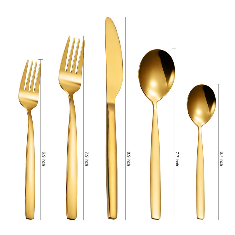 CIBEAT 20 Piece Stainless Steel Kitchen Flatware Set - Gold