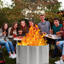 GAOMON 20.5 Inch Smokeless Fire Pit With Air Switch And Handle Wood Burning Portable Stainless Steel Outdoor Firepit