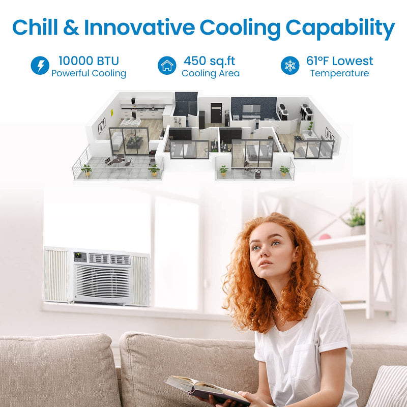 WHIZMAX Air Conditioner 10000 BTU Turbo Fast Cooling AC Unit Remote App Control