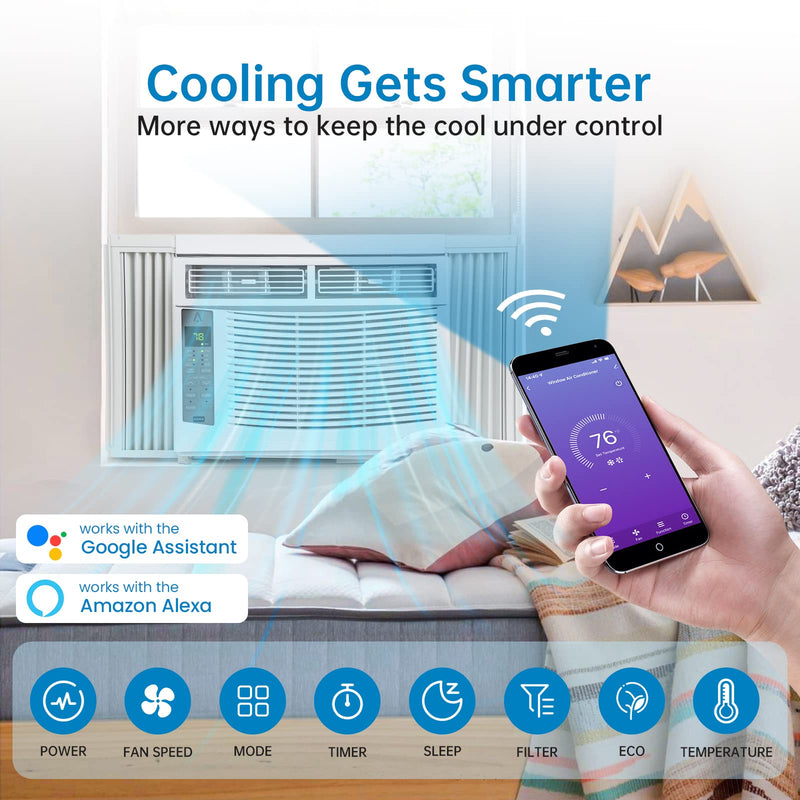 WHIZMAX Air Conditioner 6000 BTU AC Unit with Remote App Control