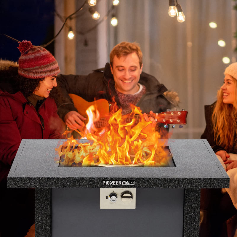 GARVEE PIONEERWORKS 32 Inch Propane Fire Pit Table 50000BTU Rectangle Fire Table