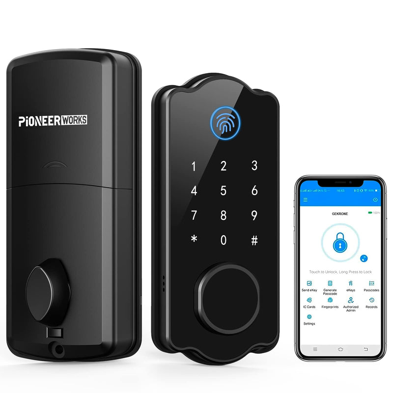PIONEERWORKS Keyless Entry Door Lock 5 in 1 Smart Lock Fingerprint Deadbolt
