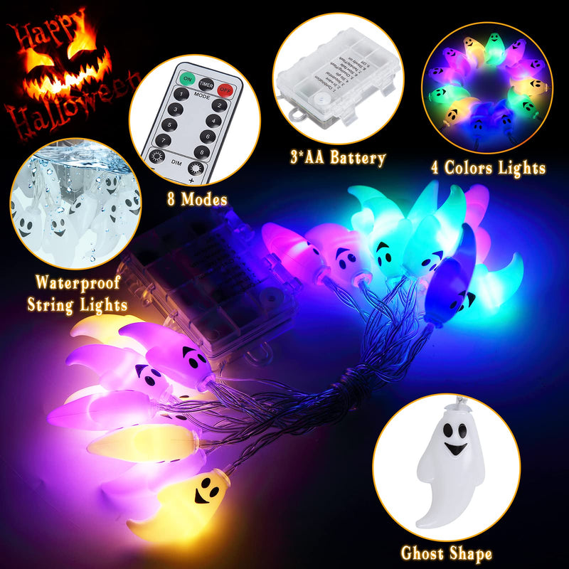 CYNDIE 20 LEDs Halloween Ghost String Lights 11.8ft