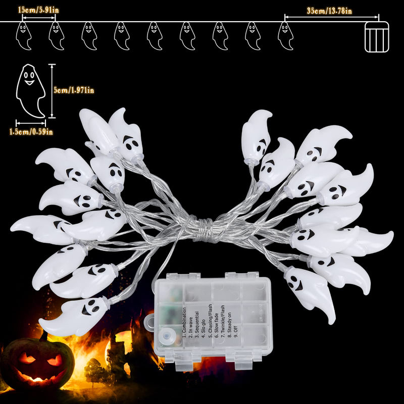CYNDIE 20 LEDs Halloween Ghost String Lights 11.8ft