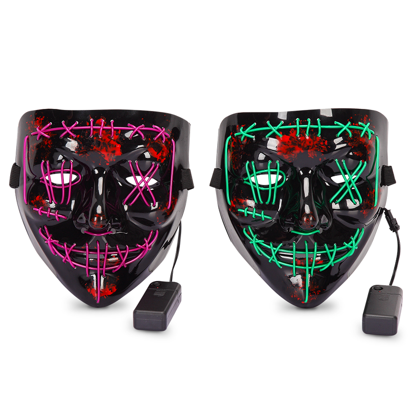 CYNDIE Halloween Mask 2 colors Scary LED Mask for Halloween Cosplay Costume