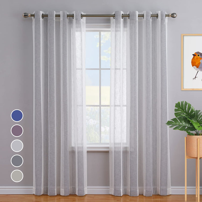 CAROMIO 52"W Sheer Curtains for Living Room Bedroom Light Gray 52"W x84"L