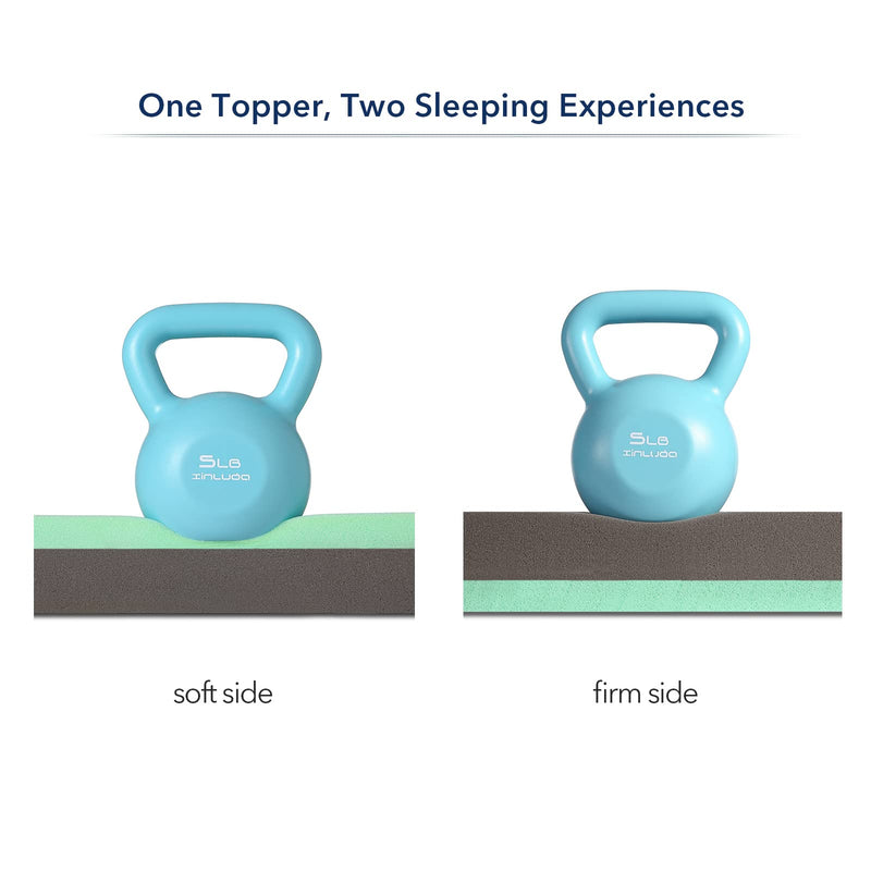 HOMHOUGO Twin Mattress Topper 2 Inch Dual Layer Memory Foam Mattress Topper for Single Bed