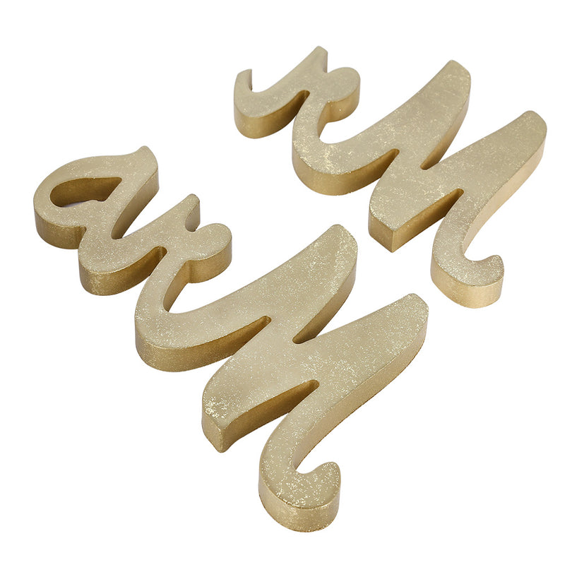 RONSHIN Vintage Style Gold Glitter Mr & Mrs Wooden Letters for Wedding Decoration