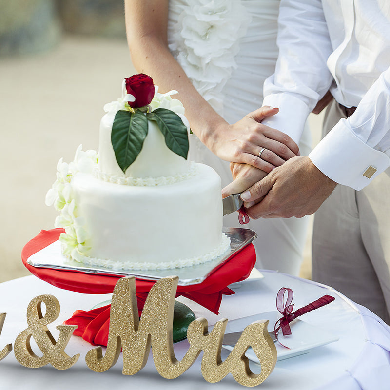 RONSHIN Vintage Style Gold Glitter Mr & Mrs Wooden Letters for Wedding Decoration