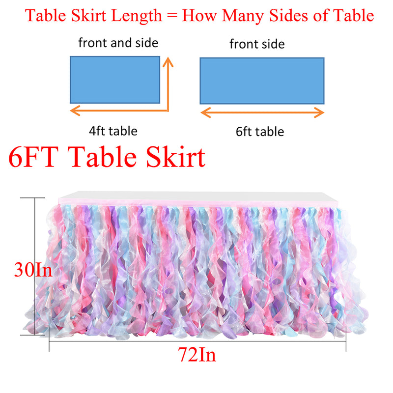 RONSHIN 6FT Curly Willow Tulle Ruffle Table Skirt for Wedding Birthday Party