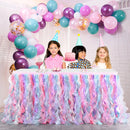 GAOMON 6FT Curly Willow Tulle Ruffle Table Skirt for Wedding Birthday Party