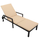 GAOMON Bed with Double Wheel Four-line Wide Film Rattan Bed Brown