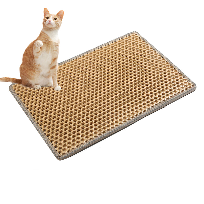 BEESCLOVER Double Layers Cat Litter Mat with Mili Shape Kitty Litter Trapping Mat Training Pee Pads