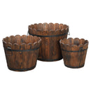 GAOMON 3PCS Planting Pots Retro Style Outdoor Reinforced Flower-Shaped Wooden Barrels