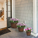 GAOMON 3PCS Planting Pots Retro Style Outdoor Reinforced Flower-Shaped Wooden Barrels