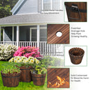 GAOMON 3PCS Planting Pots Retro Style Outdoor Reinforced Flower-Shaped Wooden Barrels