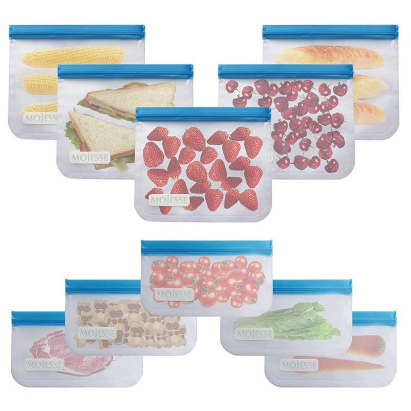 RONSHIN 10PCS Food Storage Bags Reusable Leakproof Ziplock Sandwich Bag