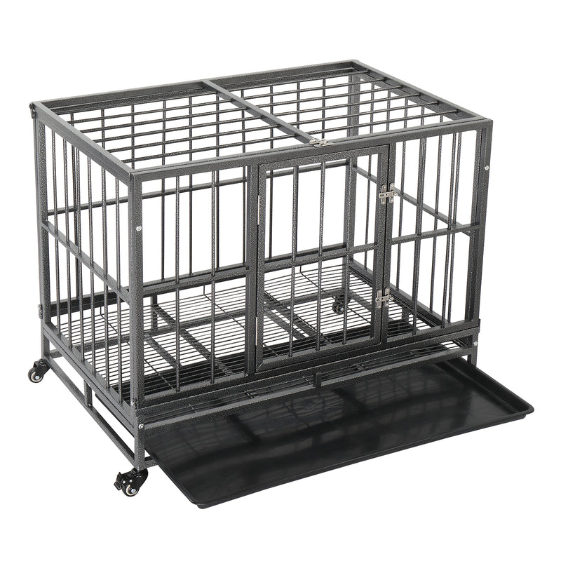 BEESCLOVER 36in Portable Foldable Cage Easy Assemble Pet Playpen with Tray Rollers