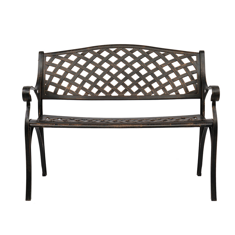 ALICIAN 40.5 inches Outdoor Cast Aluminum Bench with Mesh Backrest