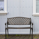 GAOMON 40.5 inches Outdoor Cast Aluminum Bench with Mesh Backrest