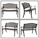 GAOMON 40.5 inches Outdoor Cast Aluminum Bench with Mesh Backrest