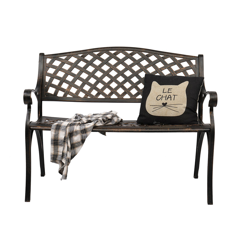 ALICIAN 40.5 inches Outdoor Cast Aluminum Bench with Mesh Backrest