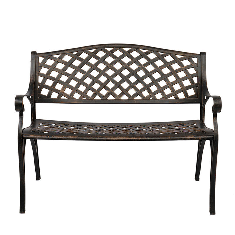 ALICIAN 40.5 inches Outdoor Cast Aluminum Bench with Mesh Backrest