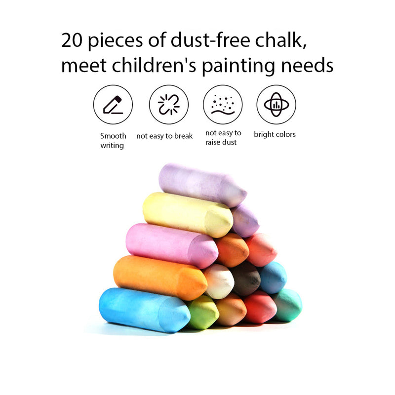 YIWA 20pcs Sidewalk Chalk 15 Colors Dust-free