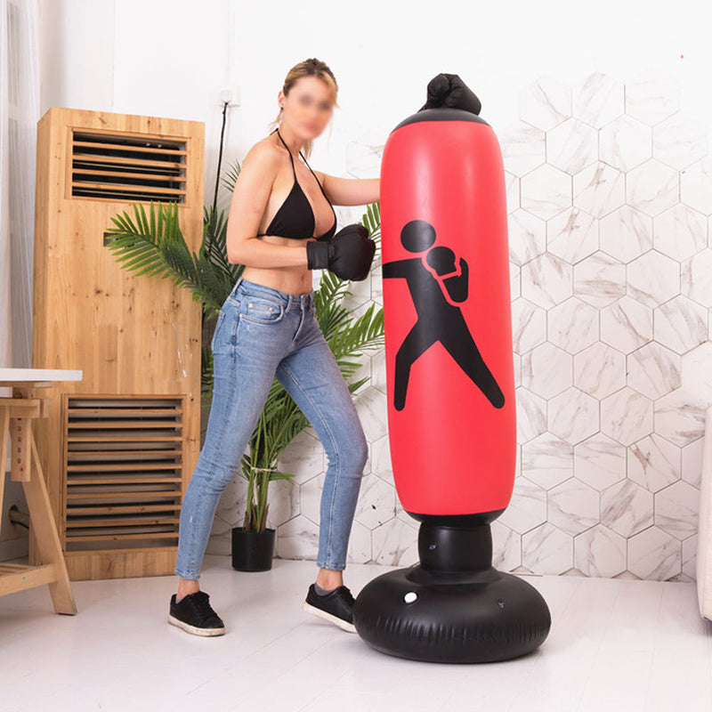 YIWA Inflatable Boxing Sandbag with Printing Boxing Column Black