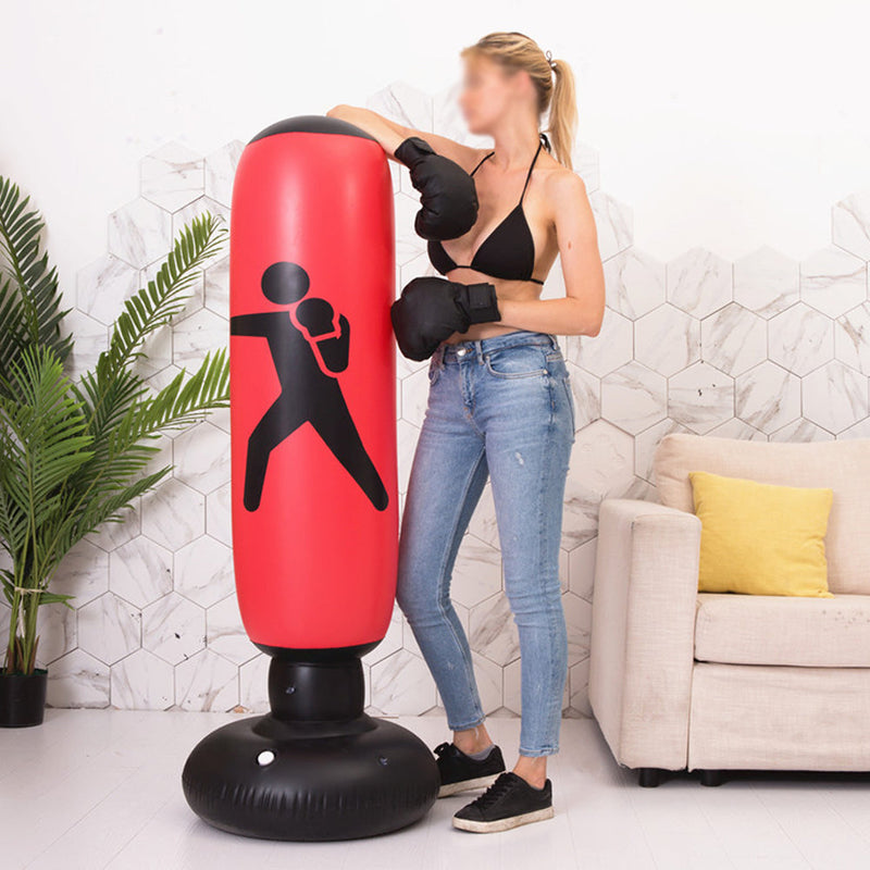 YIWA Inflatable Boxing Sandbag with Printing Boxing Column Black