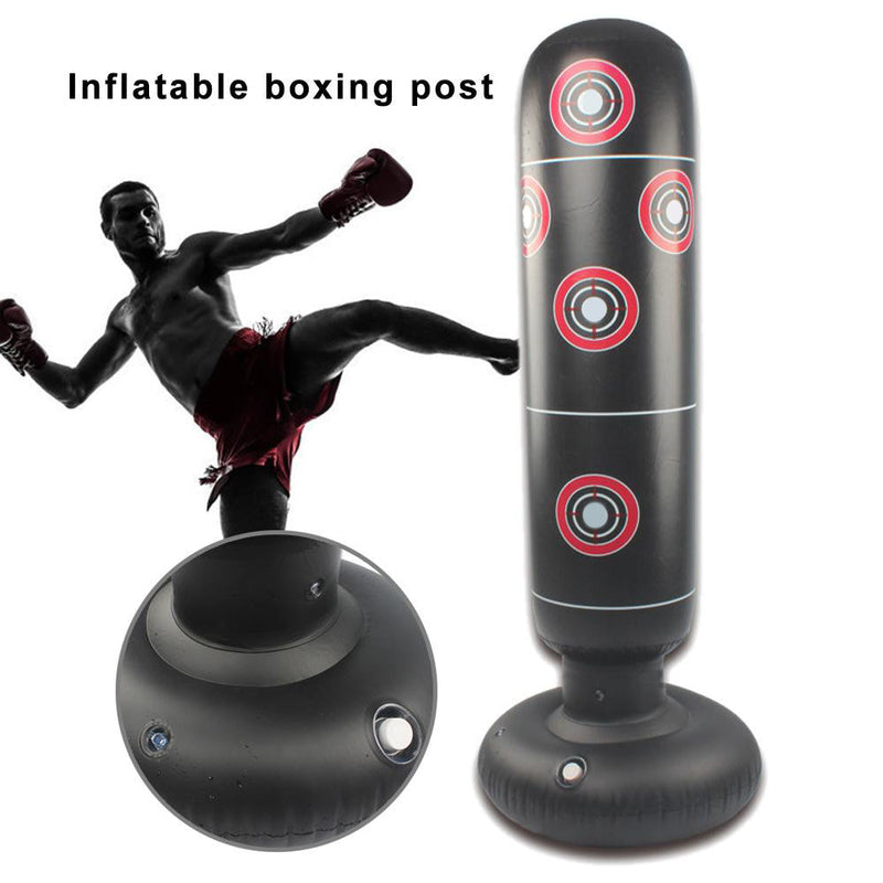 YIWA Inflatable Boxing Sandbag with Number Printing Black Base Boxing Column 145cm
