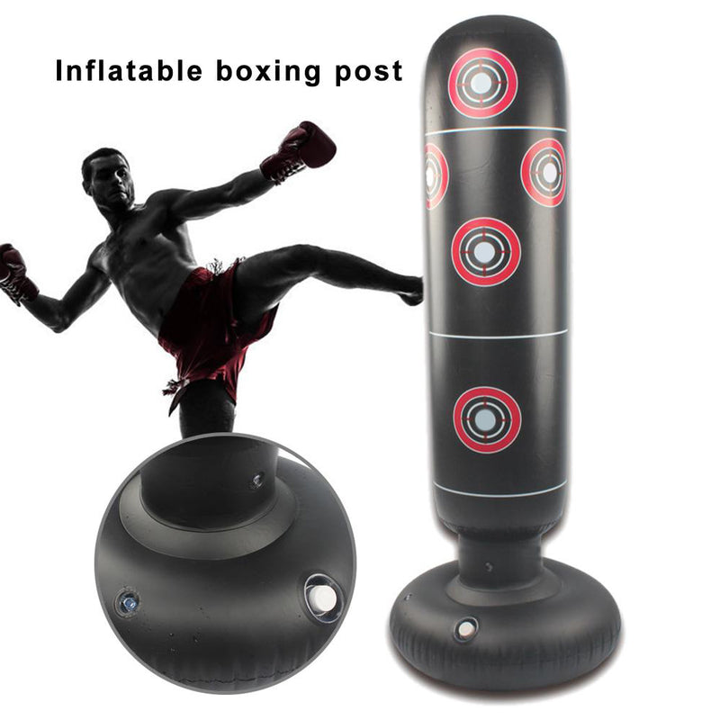YIWA Inflatable Boxing Sandbag with Number Printing Black Base Boxing Column 155cm