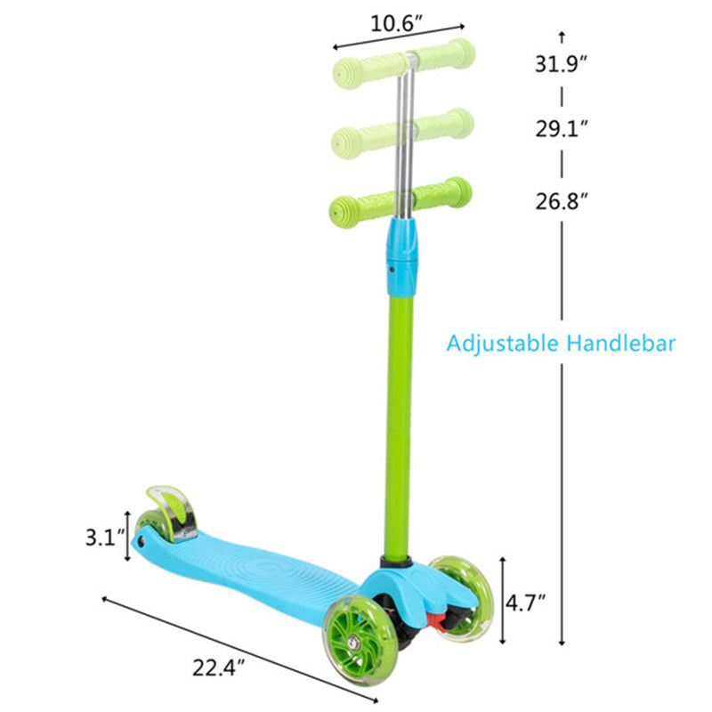 YIWA Toddlers Scooter Non-foldable 3-speed Adjustment Blue-Green