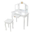 GAOMON Children Dressing Table 3-sided Foldable Mirror Dressing Table + Chair White