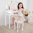 GAOMON Children Dressing Table 3-sided Foldable Mirror Dressing Table + Chair White