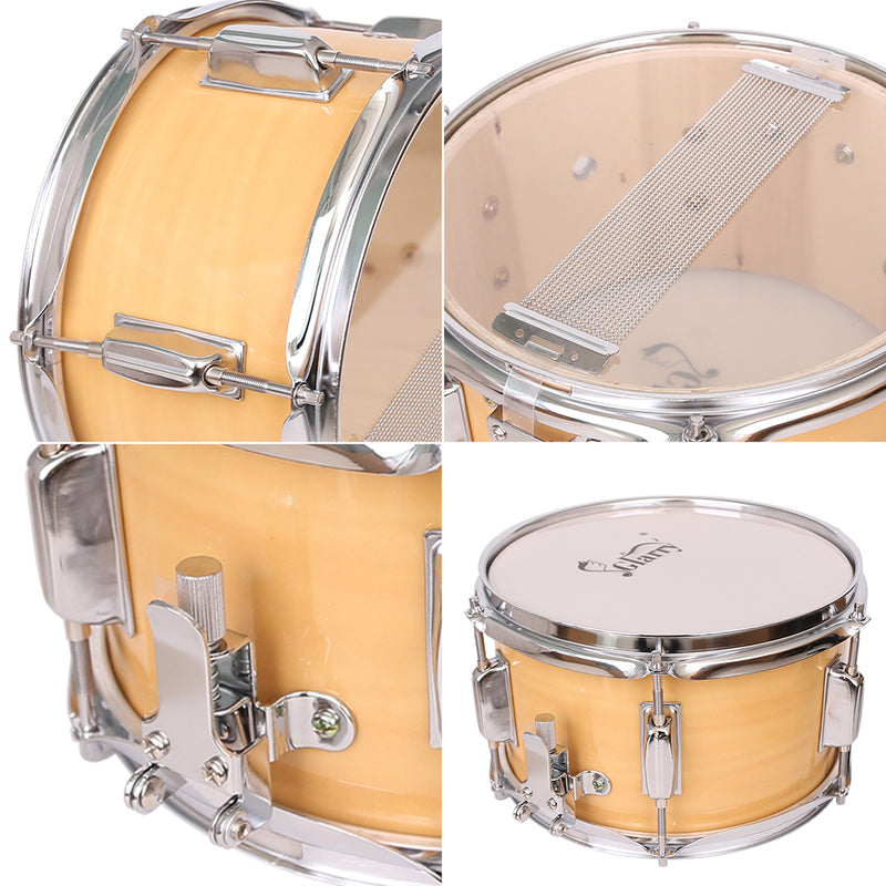 YIWA Snare Drum 10x6 inches Poplar Wood Drum with Drumstick