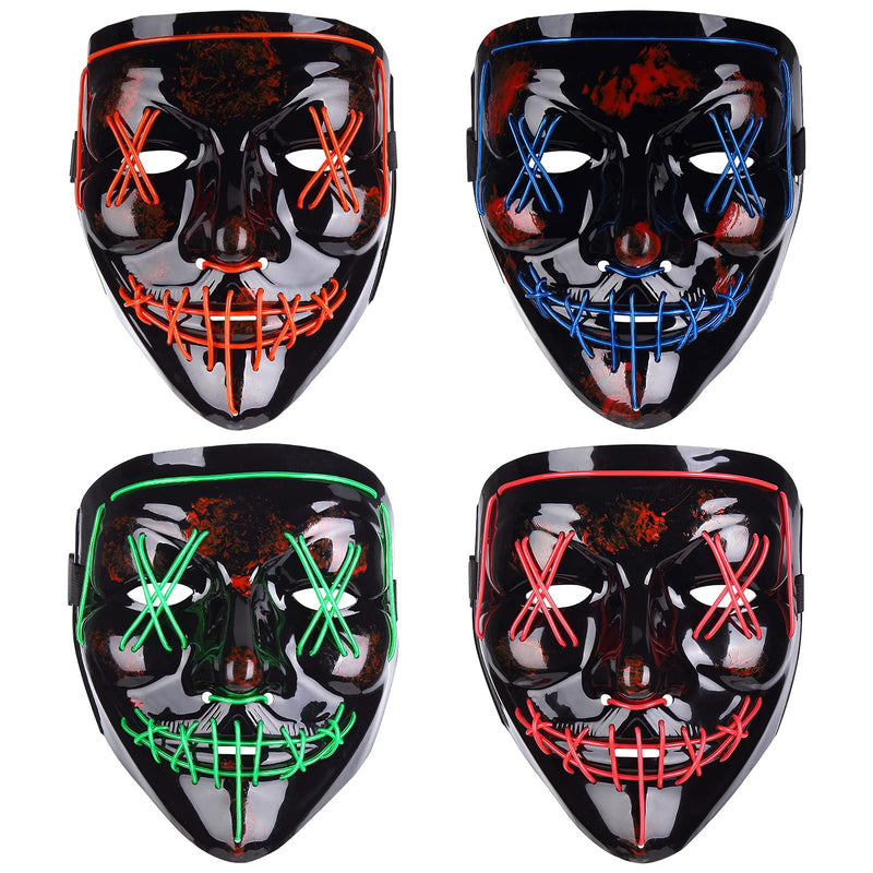CYNDIE 4 PACK Halloween Scary Mask LED Mask