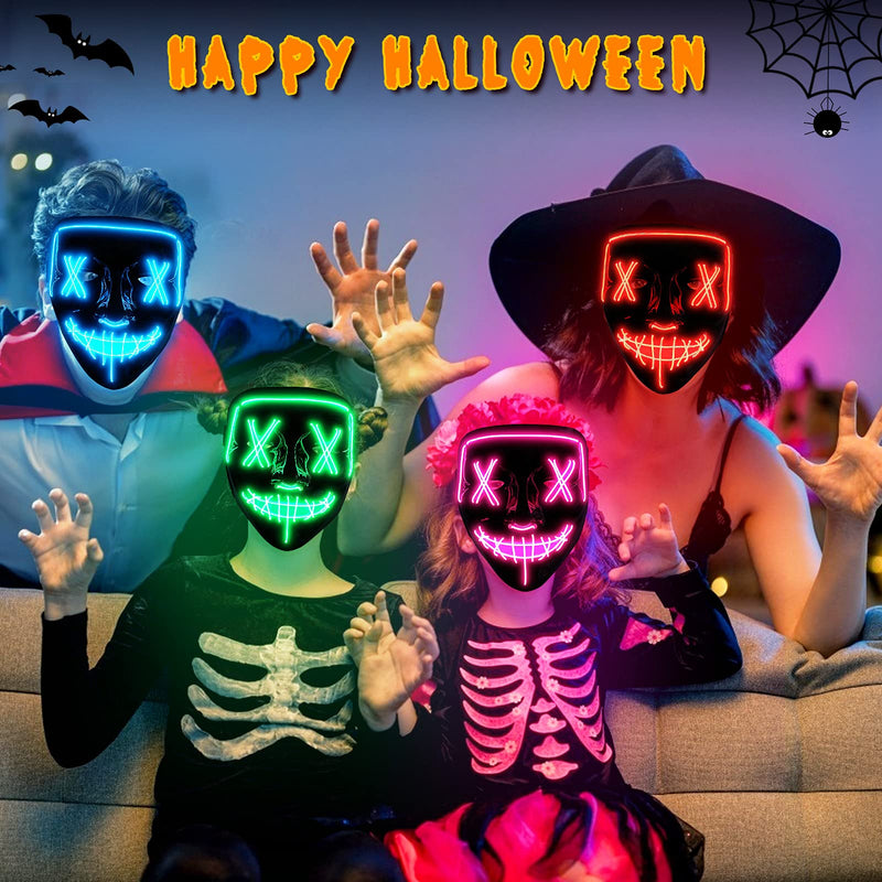 WHIZMAX 4 PACK Halloween Scary Mask LED Mask