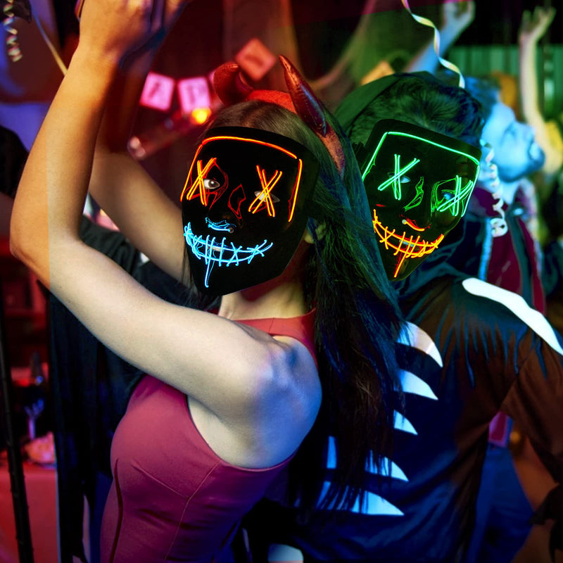 WHIZMAX 6PACK Halloween Purge Mask LED Gloves Set