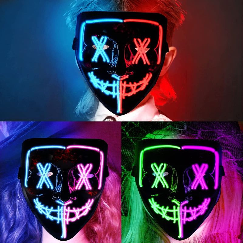 WHIZMAX 3PACK Halloween Scary Mask LED Mask