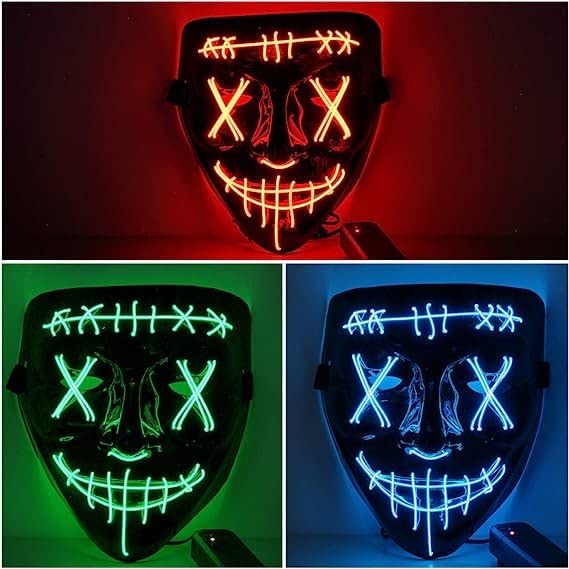 CYNDIE Halloween 3pcs LED Mask Light Up Scary Mask