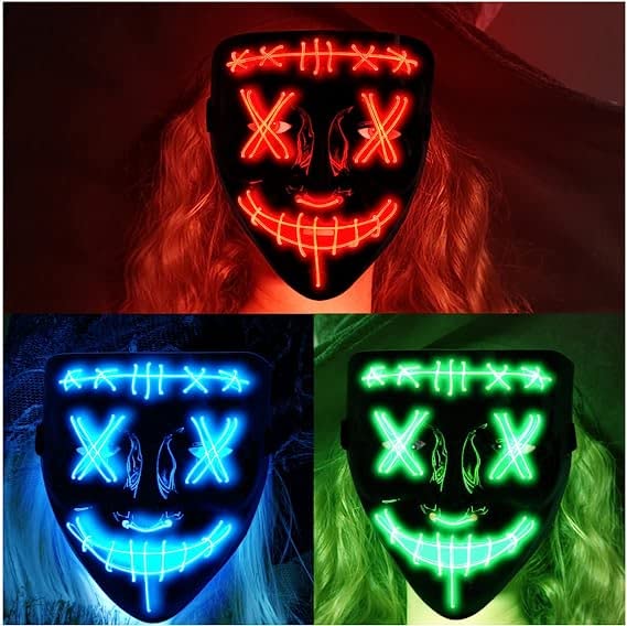 CYNDIE Halloween 3pcs LED Mask Light Up Scary Mask