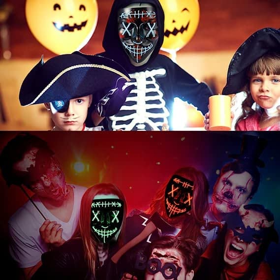 WHIZMAX Halloween 3pcs LED Mask Light Up Scary Mask