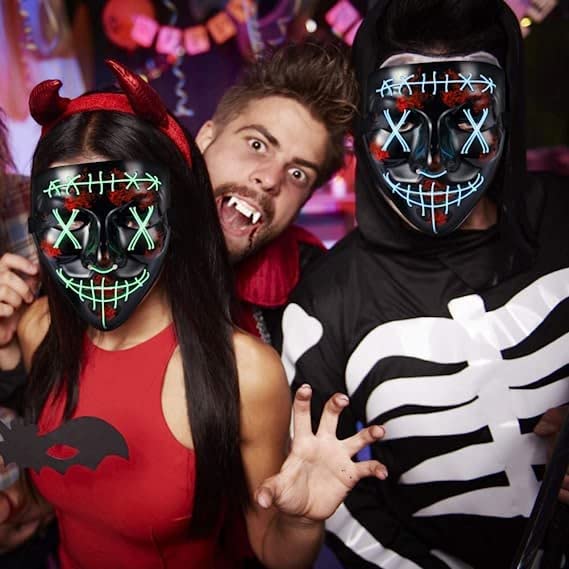 WHIZMAX Halloween 2pcs LED Mask Light Up Scary Mask
