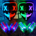 CYNDIE 6PACK Halloween Purge Mask LED Gloves Set