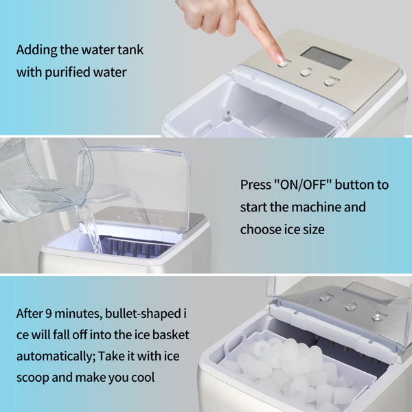 ZOKOP Ice Maker ICM-2005 ABS Transparent Cover Display for Office Home Silver