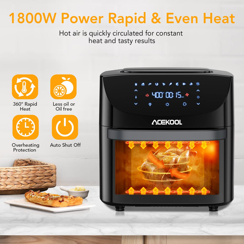 Black+Decker XL Digital Air Fryer Oven 1500W 12L, 10 Presets 360