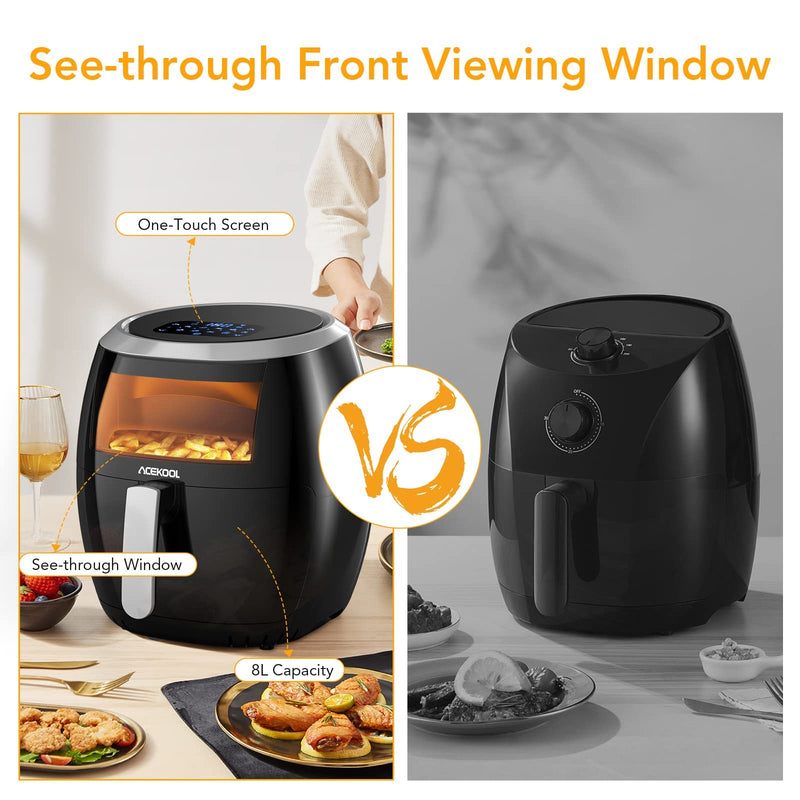 Air Fryer 6 Quart 8-in-1 Cooker, Visible Window, 11 Presets, Wi-Fi